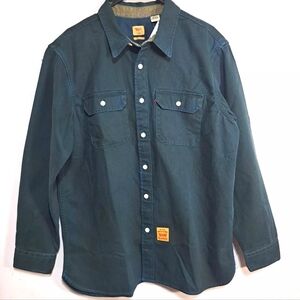 Vintage Levi's Dark Green Button Up 100% Cotton Lined Shirt Jacket Men's Large